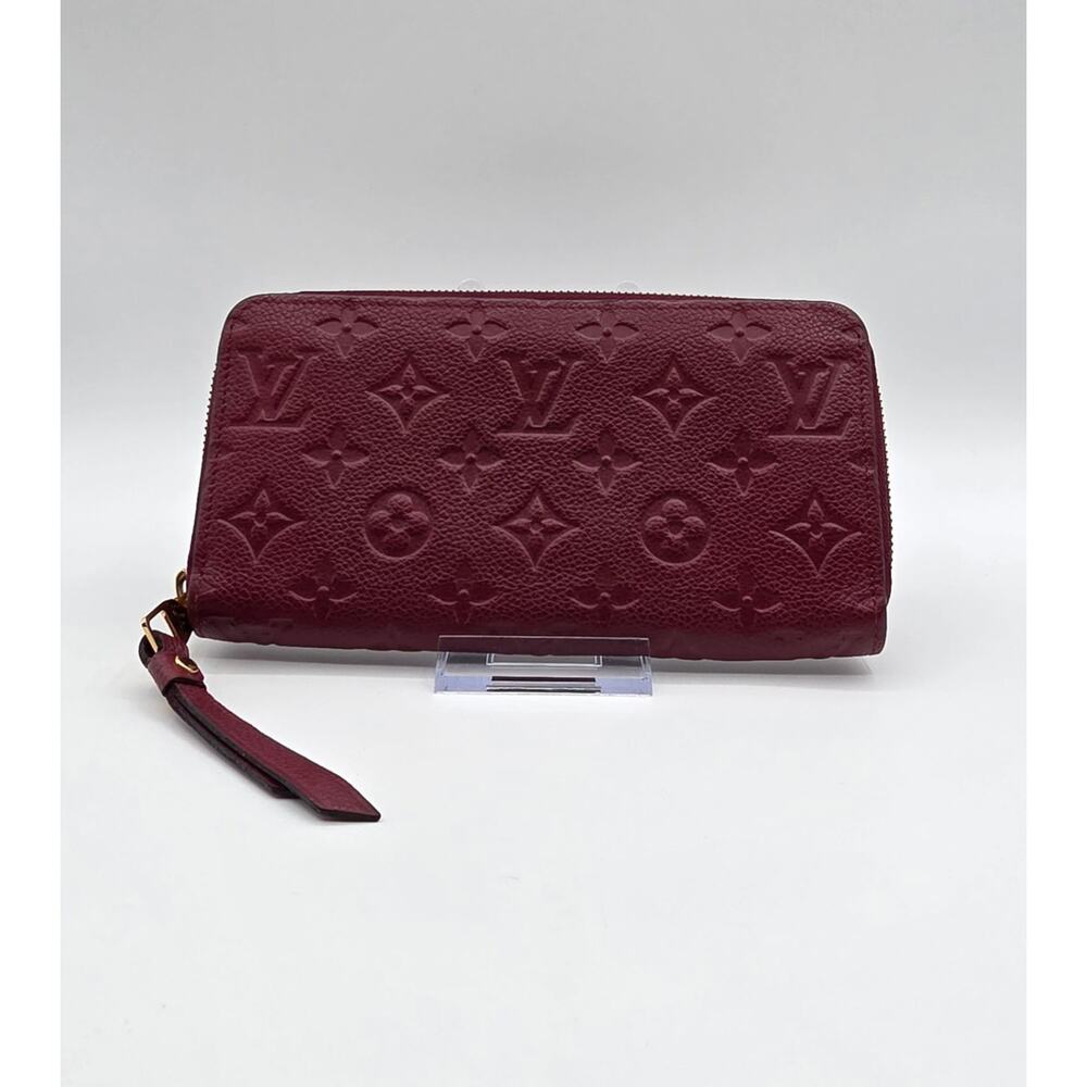 Louis Vuitton Zippy Wallet Empreinte Burgundy Leather Auth-Made in France SP2177